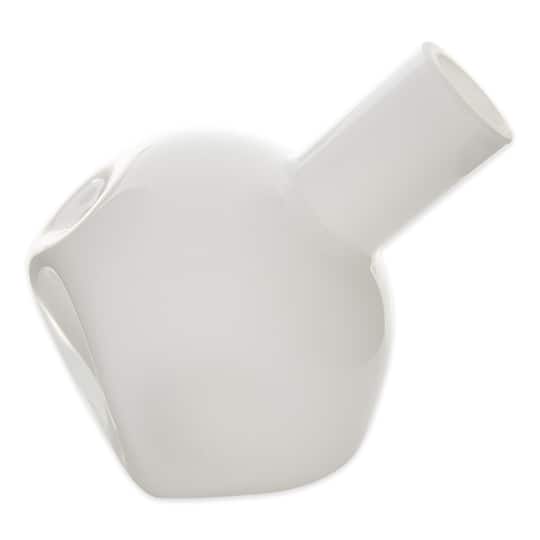 6" White Abstract Vase